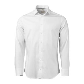 OAKMORE Hvid stretch twill slim Herre