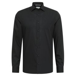Eterna Skjorte bomuld sort langrmet