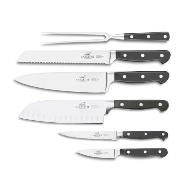 F&H Lion Sabatier International Pluton Knivs�t 6 dele St�l/Sort