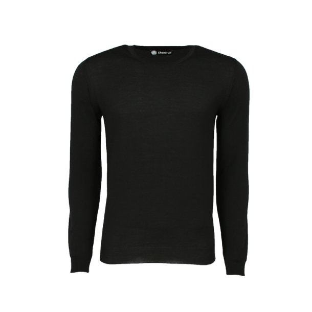 Shona 229 Unisex Round neck Pullover Extrafine Merino blend Black