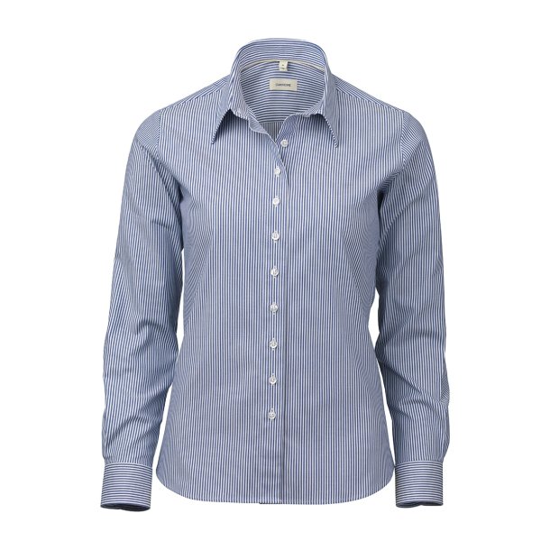 OAKMORE Bl/Hvidstribet stretch twill Slim Dame