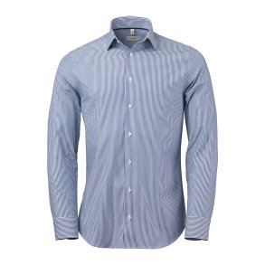 OAKMORE Bl/Hvidstribet stretch twill Comfort Herre