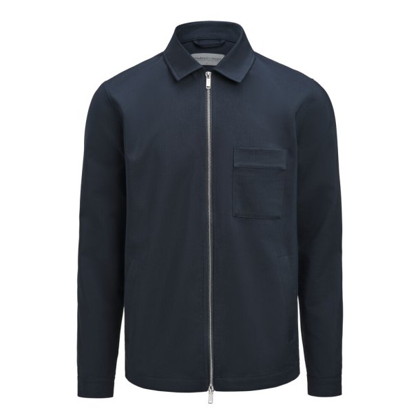 J. Harvest &amp; Frost Modern Zip Overshirt herre M&oslash;rkebl&aring; 4XL