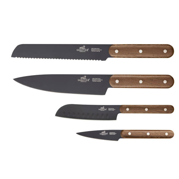 Lion Sabatier International Phenix Walnut Knivst 4 dele Sort/Tr