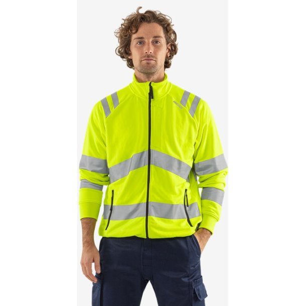 Fristads HIGH VIS GREEN SWEATJAKKE KLASSE 3