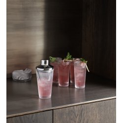 Stelton Pilastro cocktail shaker med Pilastro long drikkeglas 0,3 l. 12 stk.