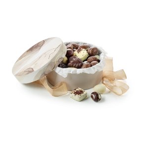 Boncoca Rund Hatte�ske Brun Marmor, Luksus chokolade & Luksus�g 500 g