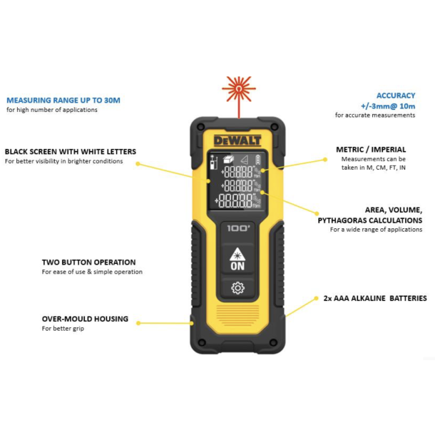 Black &amp; Decker Afstandsmler 30M og Bits- og pilotbors st 45 dele