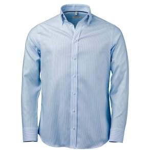 OAKMORE Lysebl/Hvidstribet stretch oxford comfort Herre