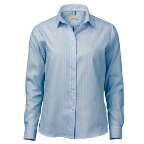 OAKMORE Lysebl/Hvidstribet stretch oxford slim Dame