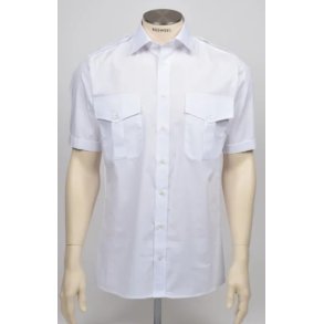 Bosweel uniformskjorte med skulderstropper og korte �rmer - classic fit - hvid