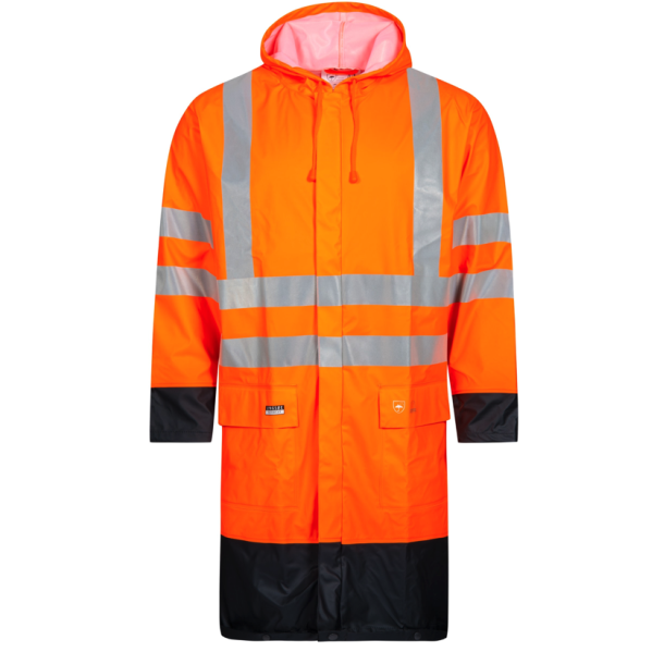 Lyngs�e HI-VIS REGNJAKKE I PU KVALITET, 100 CM LANG