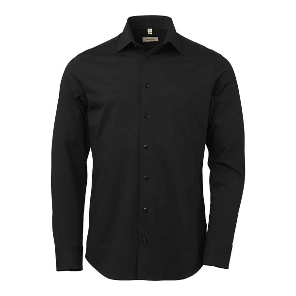 OAKMORE Sort stretch poplin slim Herre