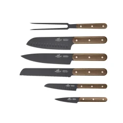 F&H Lion Sabatier International Phenix Walnut Knivst 6 dele Sort/Tr